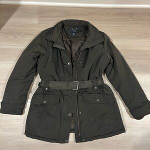 Lands' End Dark Green Belted Jacket Coat Size M